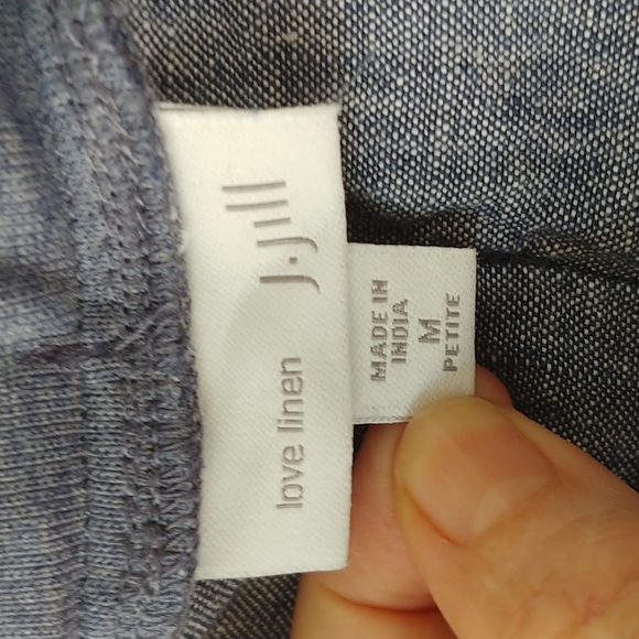 J. Jill Love Linen Cropped Straight Leg Pants Blue SZ M Petite - Picture 2 of 9